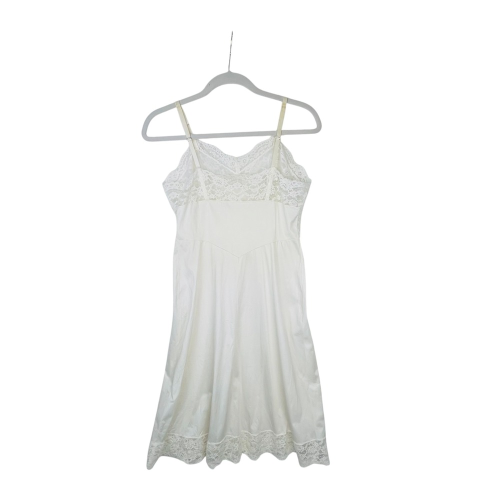 Vintage Vanity Fair Ivory Slip Dress Lace Nylon Tricot Full Size 34 Small